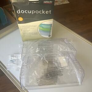 Deflecto 63601 docupocket expandable three-pocket wall file set, letter, clear